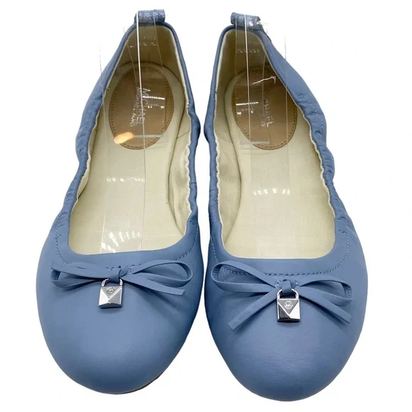 Michael Kors Women's Flats Juliette Blue Leather Ballet Slip On Designer NEW - Picture 6 of 11
